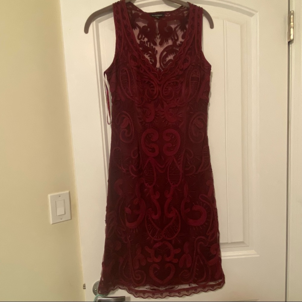 Le Chateau burgundy cocktail dress with embellishments
